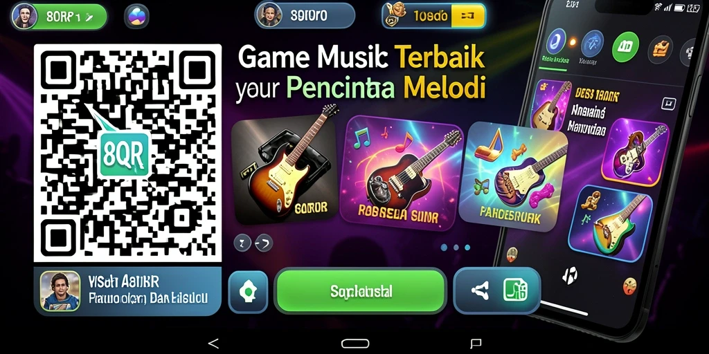 Tampilan gameplay 8QR dengan alunan musik yang menggembirakan.