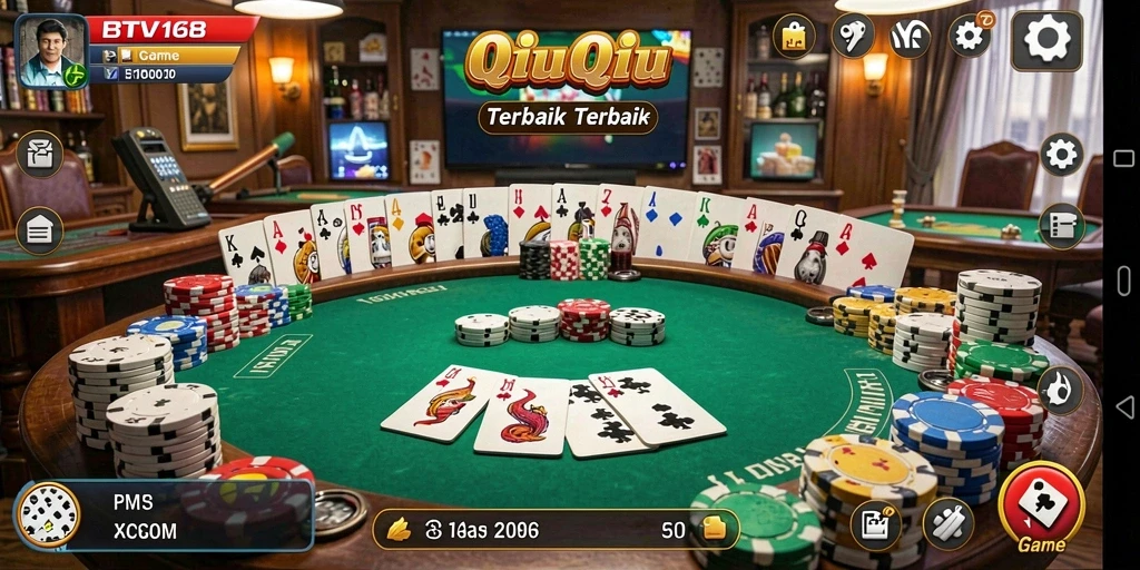 Screenshot utama BTV168 menampilkan gameplay QiuQiu yang seru.