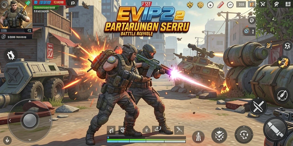 Gameplay EVIP2 yang seru dalam pertarungan Battle Royale.