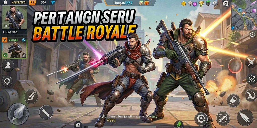 Screenshot utama HARAPAN777 menampilkan aksi seru dalam gameplay Battle Royale.