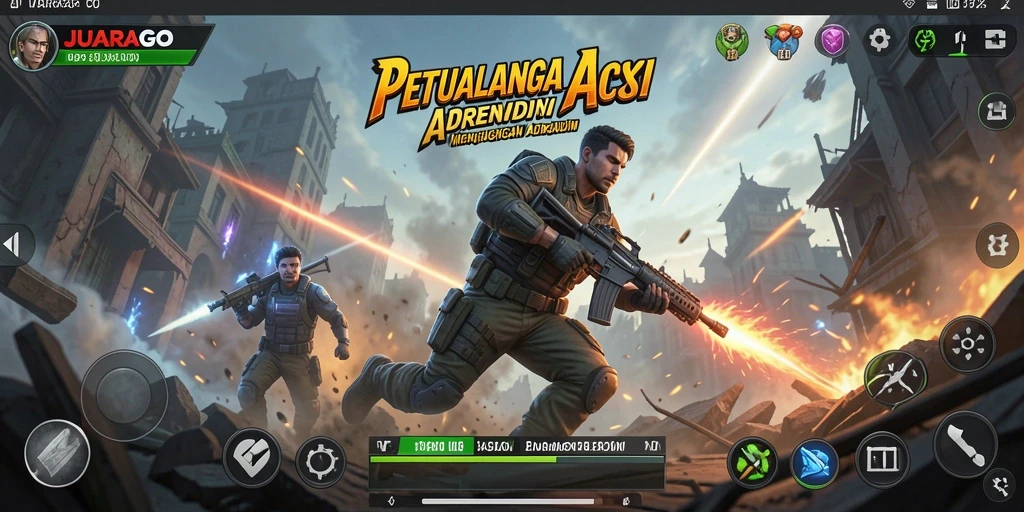 Tampilan gameplay mendebarkan JUARAGO dengan aksi seru dan karakter dinamis.