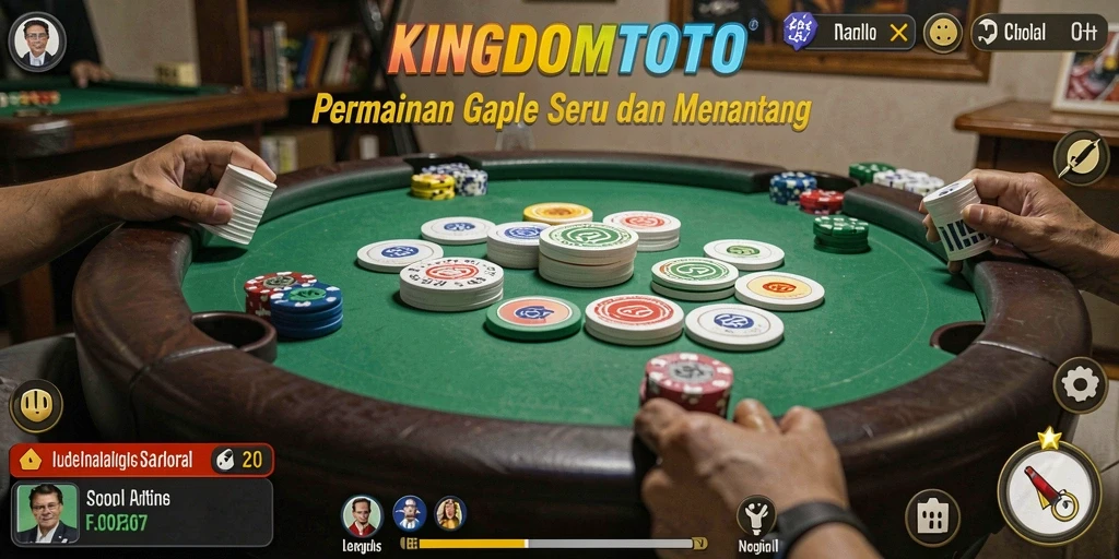 Tampilan gameplay KINGDOMTOTO yang menegangkan dan seru dalam permainan Gaple.