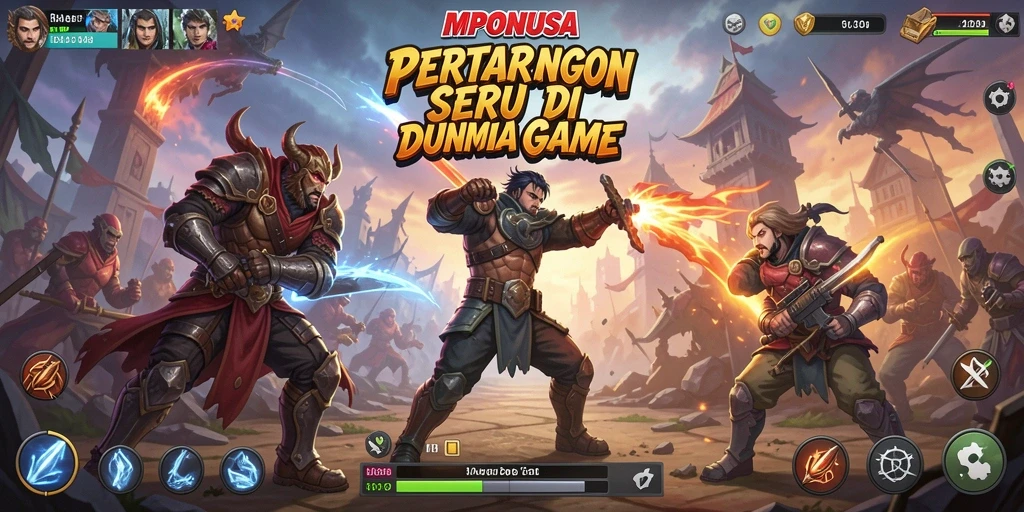 Tampilan screenshot MPONUSA menunjukkan aksi pertarungan yang penuh semangat.