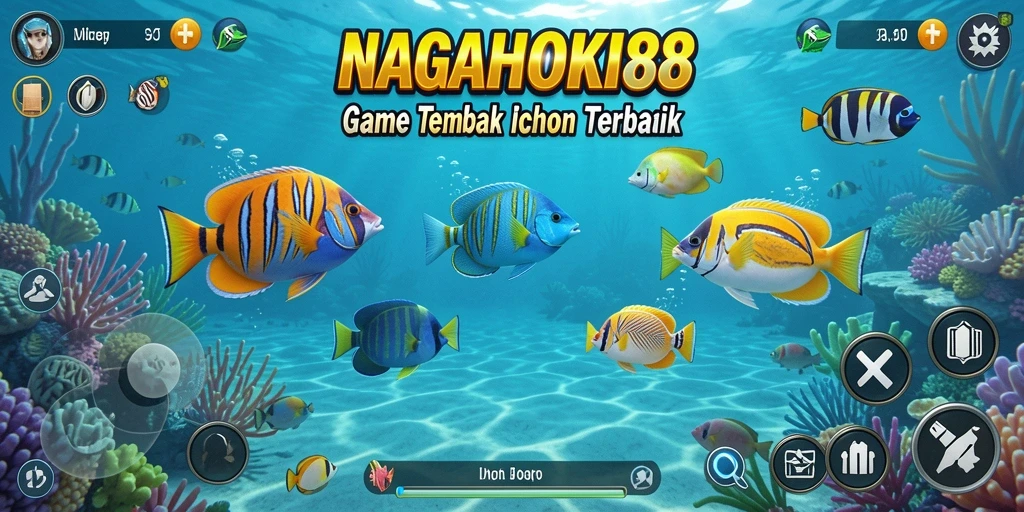 Menampilkan aksi menembak ikan yang seru dan adiktif.