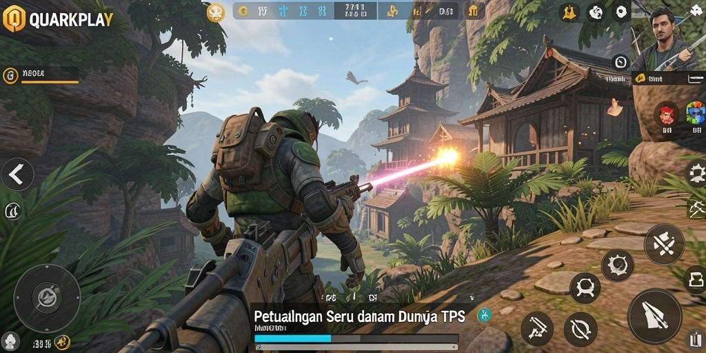 Screenshot gameplay TPS yang menampilkan karakter dalam aksi.