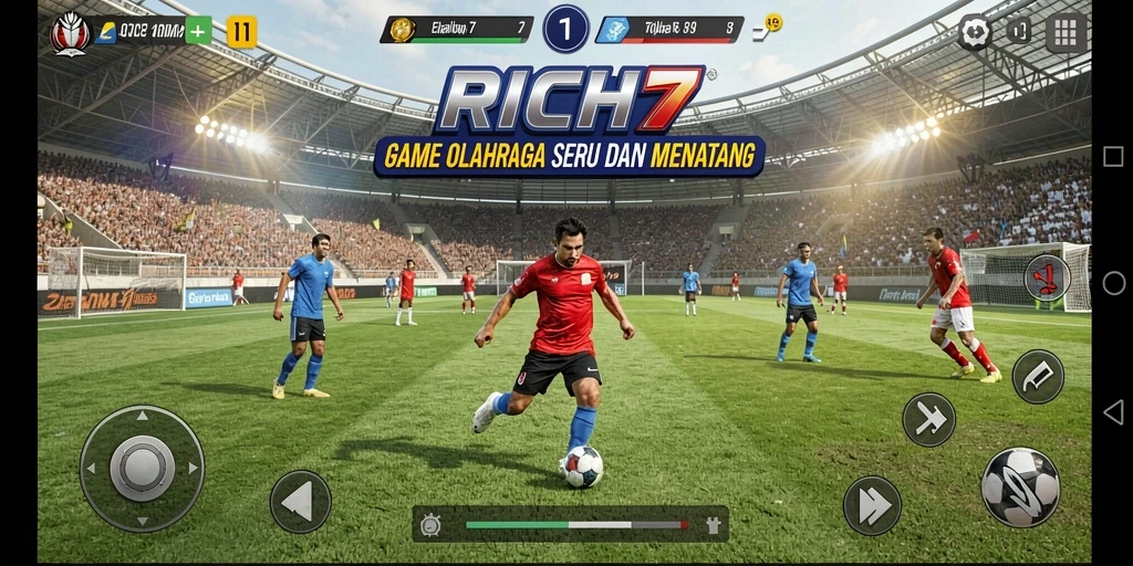 Tampilan gameplay RICH7 yang memukau dengan aksi olahraga mendebarkan.