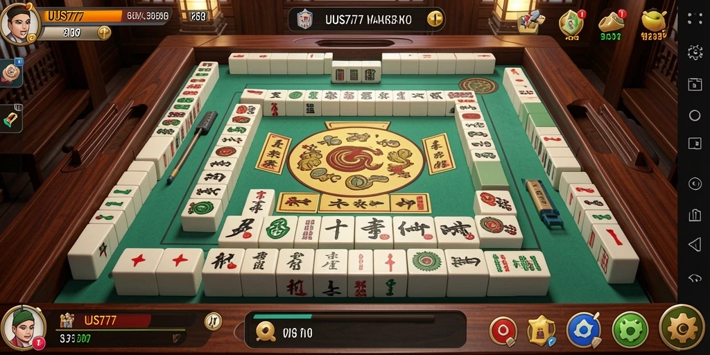 Screenshot UUS777 menunjukkan gameplay Mahjong yang menarik dan interaktif.