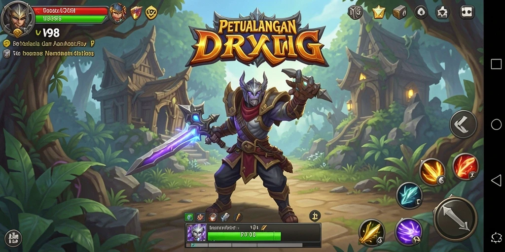 Tampilan gameplay seru dari dunia ARPG V98 yang memikat.